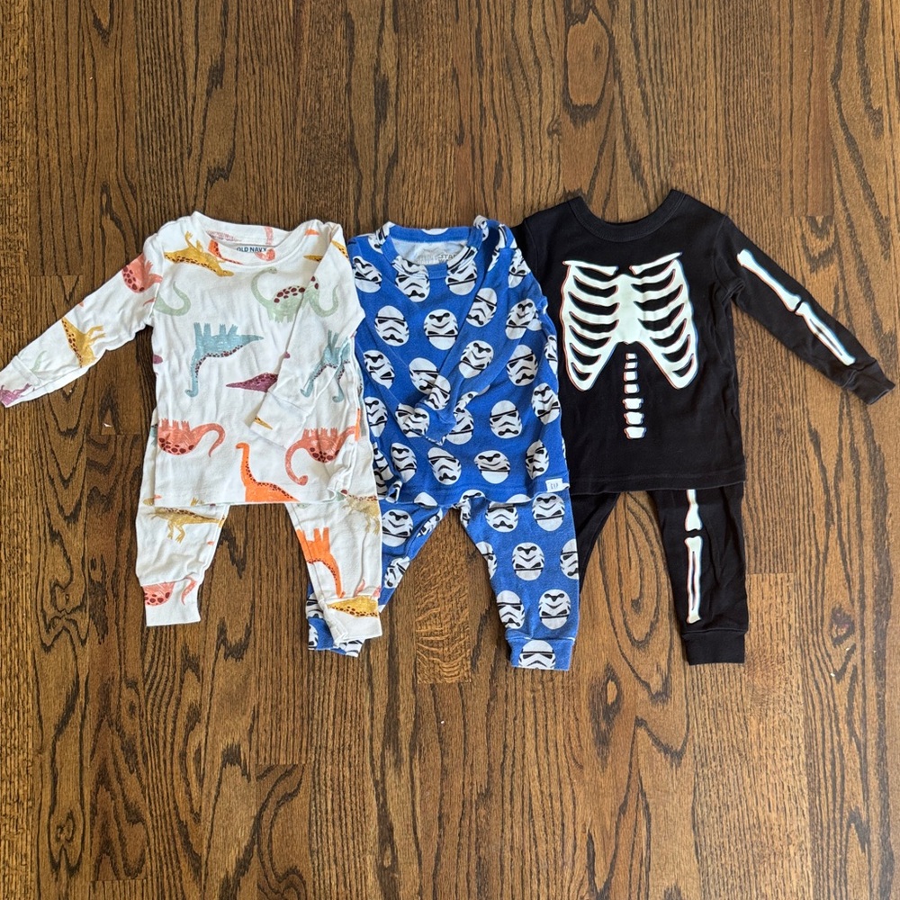 GAP Kids Colorful Dinosaur, Blue Stormtrooper, and Black Skeleton One Piece Set